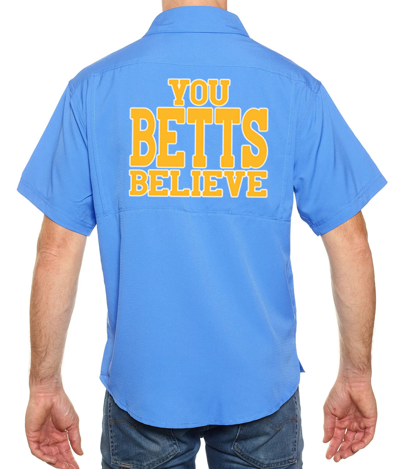 SHORT SLEEVE FISHING SHIRT, Blue Sky with Print Logo